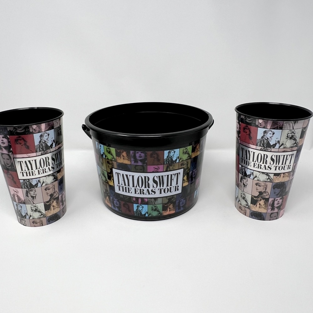 Taylor Swift The Eras Tour Movie Theater Popcorn Bucket‎ and 2 Cups Set Merch